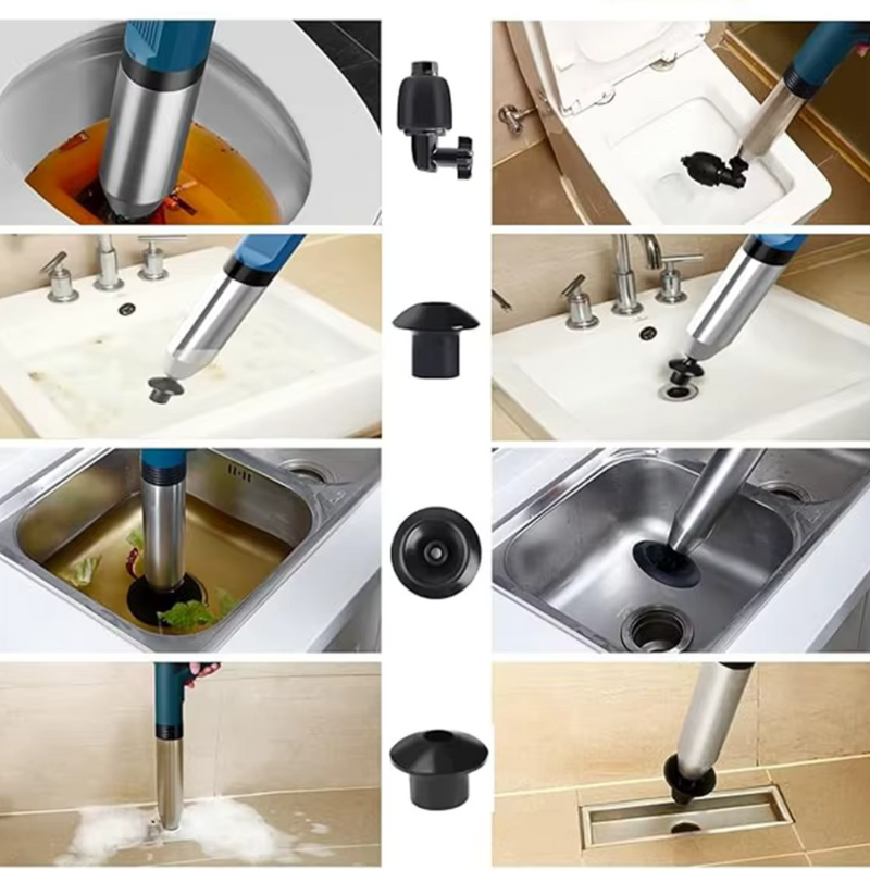 Desentupidor Pneumático de Alta Pressão em Aço Inox – Vaso Sanitário, Pia e Ralos