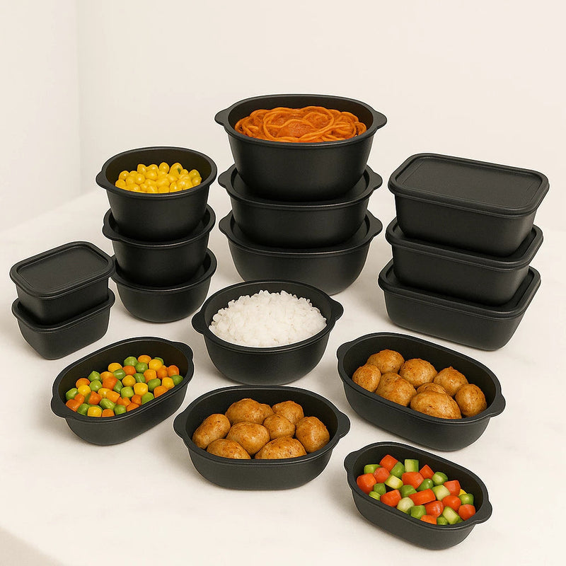 Kit 15 Potes Herméticos de Plástico com Tampa – Empilháveis e Resistentes para Armazenar Alimentos