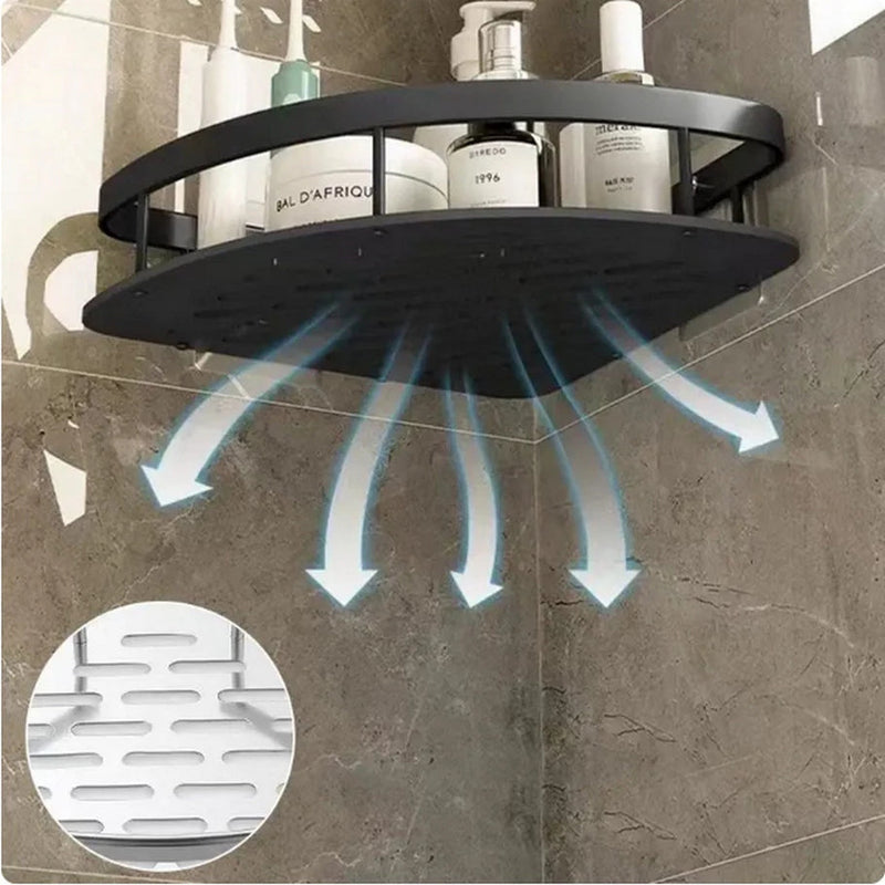 Kit 3 Suportes Organizadores de Shampoo – Prateleira de Banheiro Sem Furo em Alumínio Space Premium